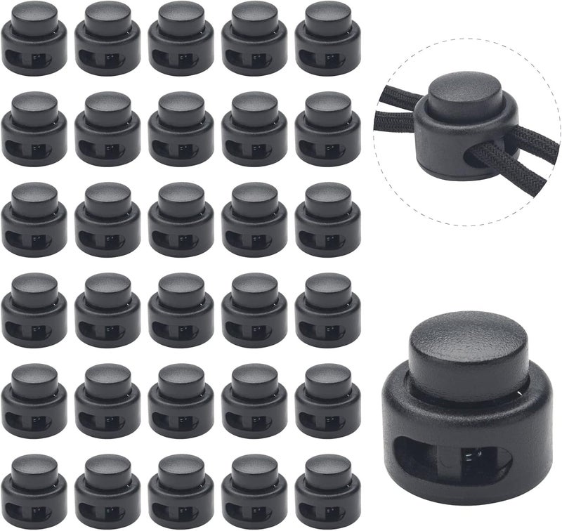 Coowayze 30 PCS Heavy Duty Double Hole Cord Locks for Drawstring, Spring Toggle Stoppers for No Tie Shoelaces Paracord Hoodies Pants - Image 1